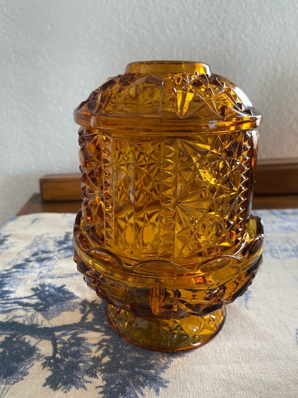 Vintage 1970s fairy lamp, Amber stars and bars